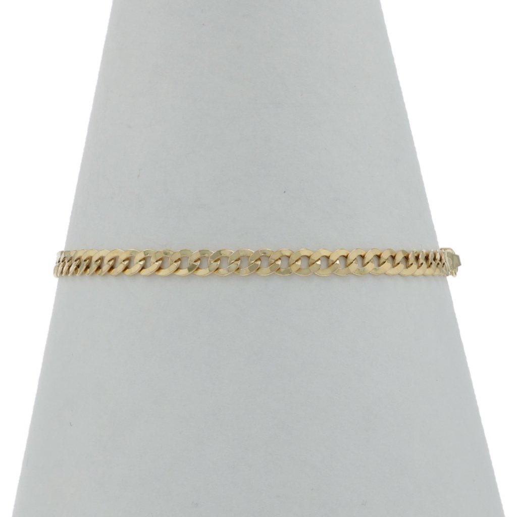Yellow Gold Diamond Cut Curb Chain Unisex Bracelet 7 1/4" - 10k